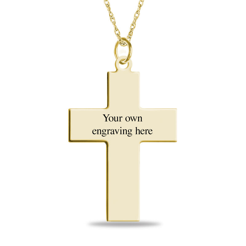 Cross Pendant with Fingerprint Design in 10k Yellow Gold image number null